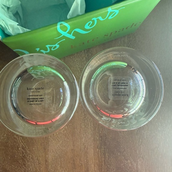 his & hers Kate Spade Lennox Glasses Tumbler Whiskey Cocktail Calligraphy w/ Box - Picture 6 of 8